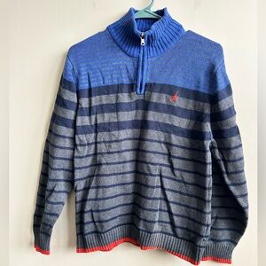 Nautica Boys 1/4 Zip Striped Sweater L